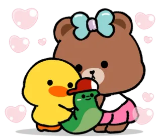 ⭐ 78ceecf9 carino, cartoni animati, orso, anatra, cetriolo, kawaii, amicizia whatsapp sticker