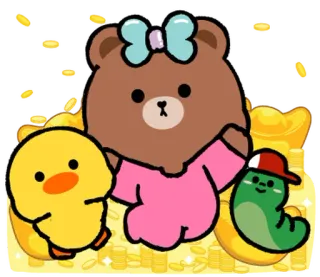 ⭐ 9e74c63f orso, anatra, oro, cartone animato, carino, animale whatsapp sticker