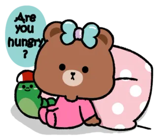 ⭐ a495de11 Are you hungry? orso, carino, bimbo, affamato, cartone animato, animale, kawaii whatsapp sticker