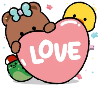 ⭐ d48905a2 LOVE amore, cuore, orso, anatra, carino, cartone animato, adesivo whatsapp sticker