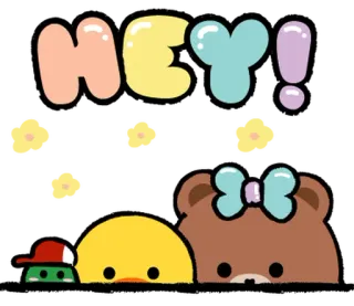⭐ deaac1ba HEY! hey, saluto, carino, cartone animato, animali, amichevole whatsapp sticker