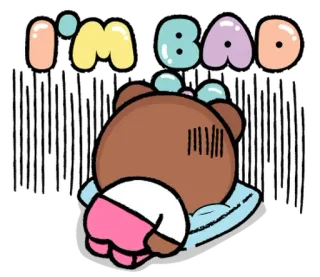 ⭐ ef1fc3e3 I'M BAD Cartone animato, Orso, Carino, Bambino, Scritta bubble, Sono cattivo, Sentimento, Triste whatsapp sticker