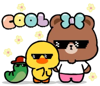 ⭐ f8da0450 COOL cool, occhiali da sole, orso, anatra, verme, cartone animato, carino, amici whatsapp sticker