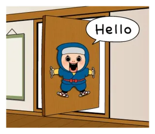 🥷 e0835588 Hello ninja, cartoon, greeting, hello, animation telegram sticker