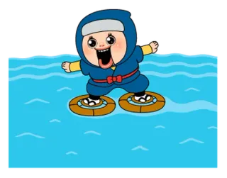 🥷 e54d6683 ninja, cartoon, water, cute, martial arts telegram sticker