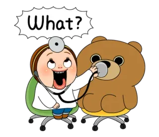 🩺 50a1d039 What? dokter, beruang, stetoskop, kartun, imut, pertanyaan telegram sticker