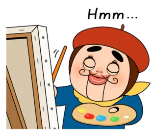 🧑‍🎨 8d4c1b58 Hmm... artis, pelukis, lukisan, berpikir, hmm telegram sticker