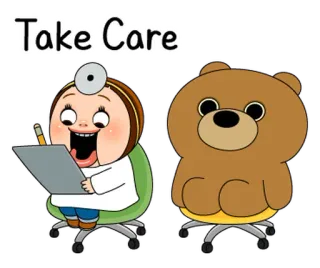 🧑‍⚕ 9481d776 Take Care dokter, beruang, kartun, medis, jaga diri, teman telegram sticker