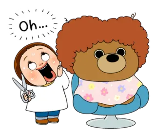 ✂️ 98b1a584 Oh... kartun, gunting, beruang, potong rambut, terkejut, lucu telegram sticker