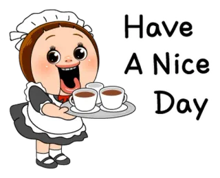 ☕ 9df70352 Have a Nice Day lucu, pelayan, kopi, salam, hari baik, kartun telegram sticker