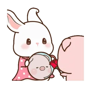 ⭐ 1544472e 토끼, 토끼, 돼지, 동물, 귀여운, 만화, 스티커 telegram sticker