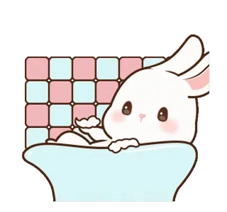 ⭐ 674b0561 토끼, 귀여운, 욕조, 동물, 카와이, 일러스트 telegram sticker