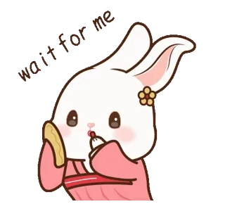 ⭐ eeaccb44 wait for me 토끼, 귀여운, 토끼, 동물, 카와이, 기다려 telegram sticker