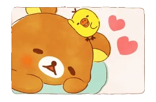 🐻 3544ddb5 Bär, Vogel, Cartoon, Niedlich, Kawaii, Herzen, Tier telegram sticker