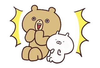 💨 bef57255 orso, coniglio, carino, eccitato, brillantini, cartone animato telegram sticker