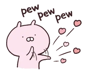 💨 c5cae752 pew pew pew coniglio, bang bang, cuori, carino, cartone animato, rosa telegram sticker