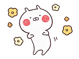 💨 e159b94a coniglio, fiori, carino, cartone animato, animale, bianco, kawaii, adesivo telegram sticker