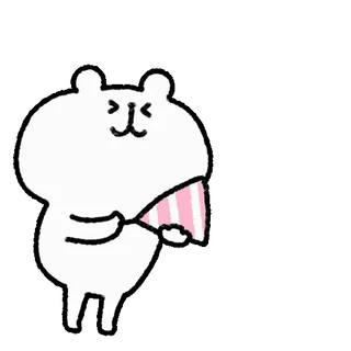 🤍 604daab7 곰, 팬, 귀여운, 만화, 흰색, 동물 telegram sticker