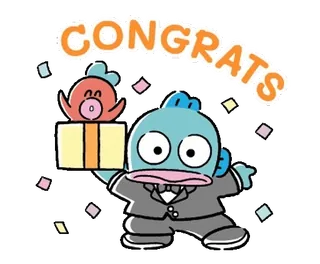 🐙 8df2af51 CONGRATS gefeliciteerd, viering, cartoon, schattig, cadeau telegram sticker