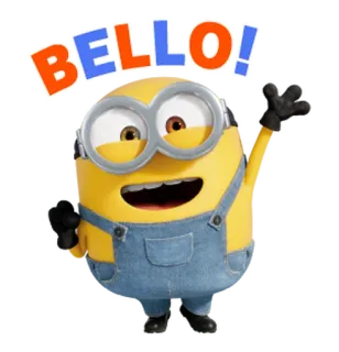 🍋 2f39d822 Minion Despicable Me BELLO! minion, bello, despicable me, cartoon, greeting, funny telegram sticker