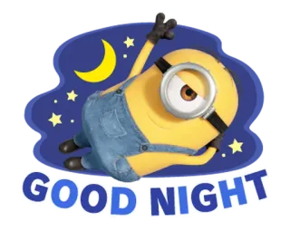 🍋 3f436626 Minion GOOD NIGHT minion, good night, stars, moon, cartoon telegram sticker