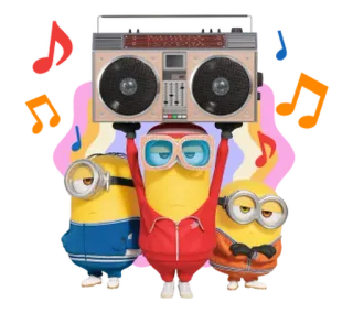 🍋 836f6607 minions, boombox, cartoon, music, dance, despicable me telegram sticker