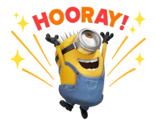 🍋 ef775cf7 Minion HOORAY! minion, celebration, hooray, happy, cartoon, yellow telegram sticker