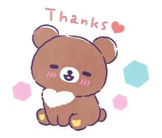 🎀 21084b99 Thanks oso, lindo, kawaii, gracias, corazón, animal whatsapp sticker