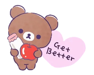 🎀 25be9303 Get Better oso, recupérate, manzana, leche whatsapp sticker