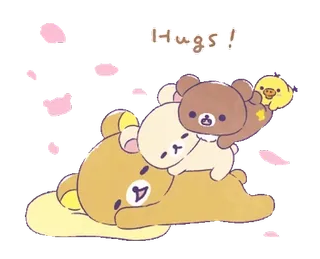 🎀 62cfacc7 Hugs! abrazos, Rilakkuma, Korilakkuma, Kiiroitori, oso, lindo, kawaii whatsapp sticker