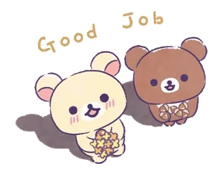 🎀 e2c3ae6f Good Job osos, lindo, kawaii, animal, amistad, felicitaciones whatsapp sticker