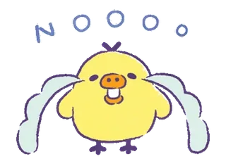 🎀 eb3a72f3 NOOO triste, llorando, pollito, dibujos animados whatsapp sticker