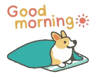 👋 9d36441a Good morning Corgi, Hund, Guten Morgen, Gruß, Sonne, Decke, süß telegram sticker