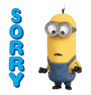 🍋 29bc721e Minion SORRY 만화, 사과, 미니언, 미안, 귀여운 telegram sticker