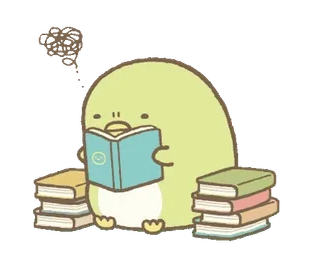 🧅 d80e5858 sumikko gurashi, pinguino?, lettura, libri, carino, kawaii, studio, cartoni animati telegram sticker
