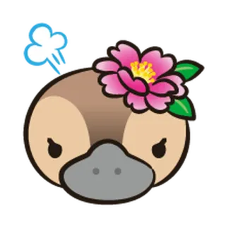😤 99499493 Schnabeltier, Tier, süß, Cartoon, Blume, wütend telegram sticker