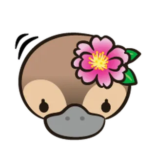 🤝 b735ccec schnabeltier, tier, blume, süß, kawaii, cartoon, aufkleber telegram sticker