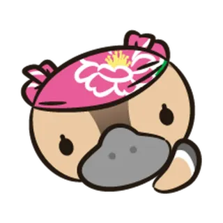 🤠 b823b59c Schnabeltier, Tier, Cartoon, süß, kawaii, Blumenmuster, Bandana telegram sticker