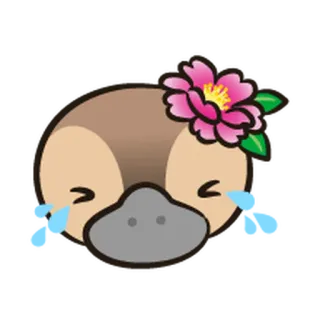 😭 de04ed17 Schnabeltier, Cartoon, Niedlich, Tier, Blume, Aufkleber telegram sticker