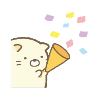 🍐 223f10e5 chat, animal, confettis, fête, mignon, kawaii, fête, corne telegram sticker