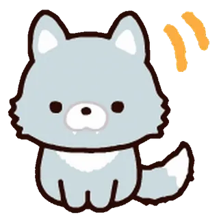 💨 387cfcda lupo, carino, animale, cartone animato, grigio, seduto whatsapp sticker