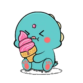 🦕 4f5603d9 dinosaur, ice cream, cute, cartoon, monster, kawaii, sticker telegram sticker