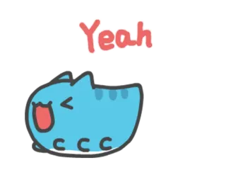 🖼 50e17fc9 Yeah kot, słodki, kreskówka, śmieszny, animowany, niebieski, yay, szczęśliwy telegram sticker