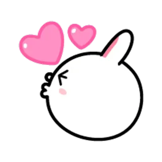 😋 256f1a34 pocałunek, miłość, słodki, zwierzę, królik, serca, uczucie telegram sticker