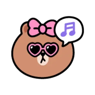 😋 50555afc niedźwiedź, kreskówka, słodki, zwierzę, muzyka, postać, okulary, różowy telegram sticker