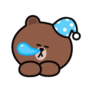 😋 da4f6d95 Brown niedźwiedź, śpiący, kreskówka, słodki, smutny, płaczący telegram sticker