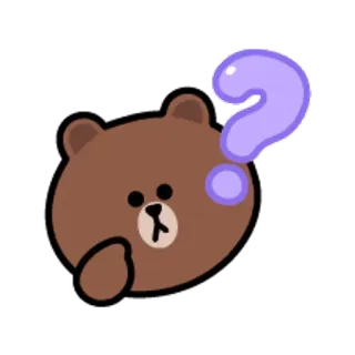 😋 f3d1f7cb niedźwiedź, znak zapytania, kreskówka, słodki, niedźwiedź brunatny, myślący, zdezorientowany telegram sticker