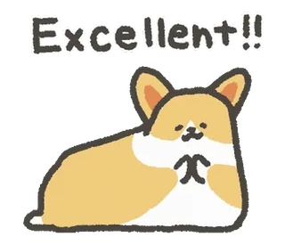 ☺️ 8e4f4e3d Excellent!! chó, corgi, xuất sắc, dễ thương, tán thành, khen ngợi, làm tốt lắm, tích cực telegram sticker