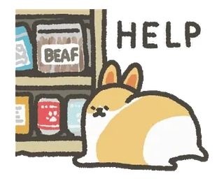 😳 910f7b8c HELP chó, buồn, vui nhộn, dễ thương, động vật, corgi, thú cưng, hoạt hình telegram sticker