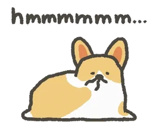 🤔 c749ba1f hmmmmmmm... chó, corgi, động vật, hừm, suy nghĩ telegram sticker
